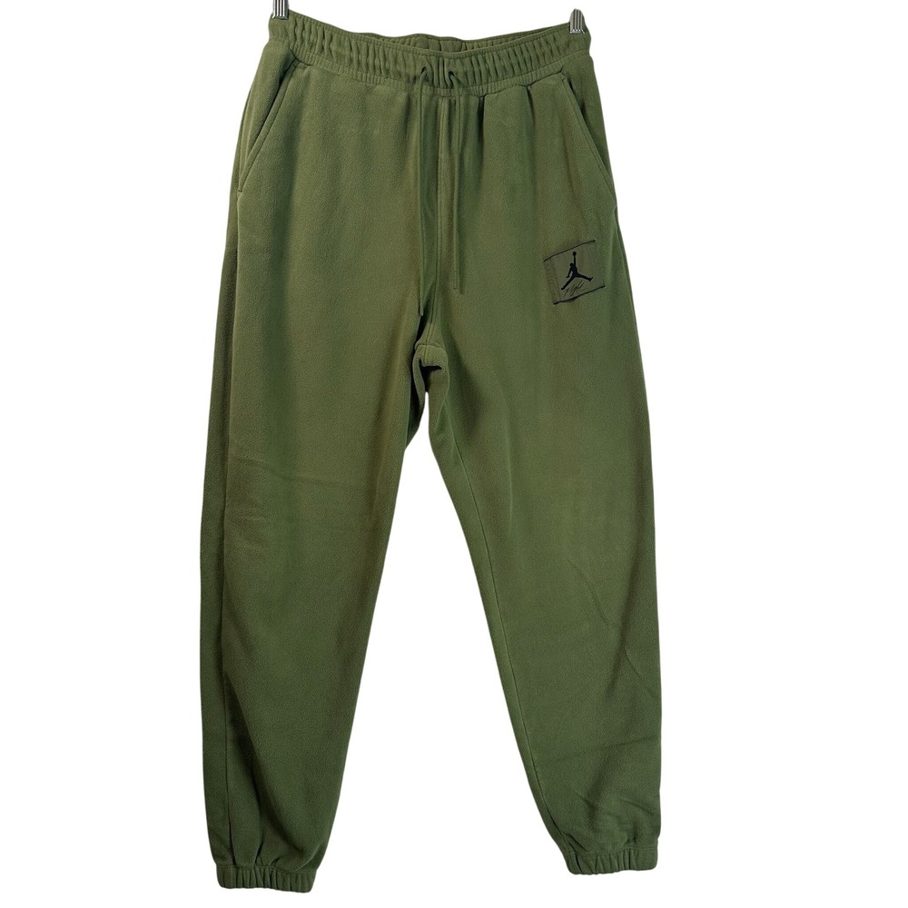 Jordan Essentials Mens Polar Fleece Joggers Olive Green Jumpman Flight Pants M